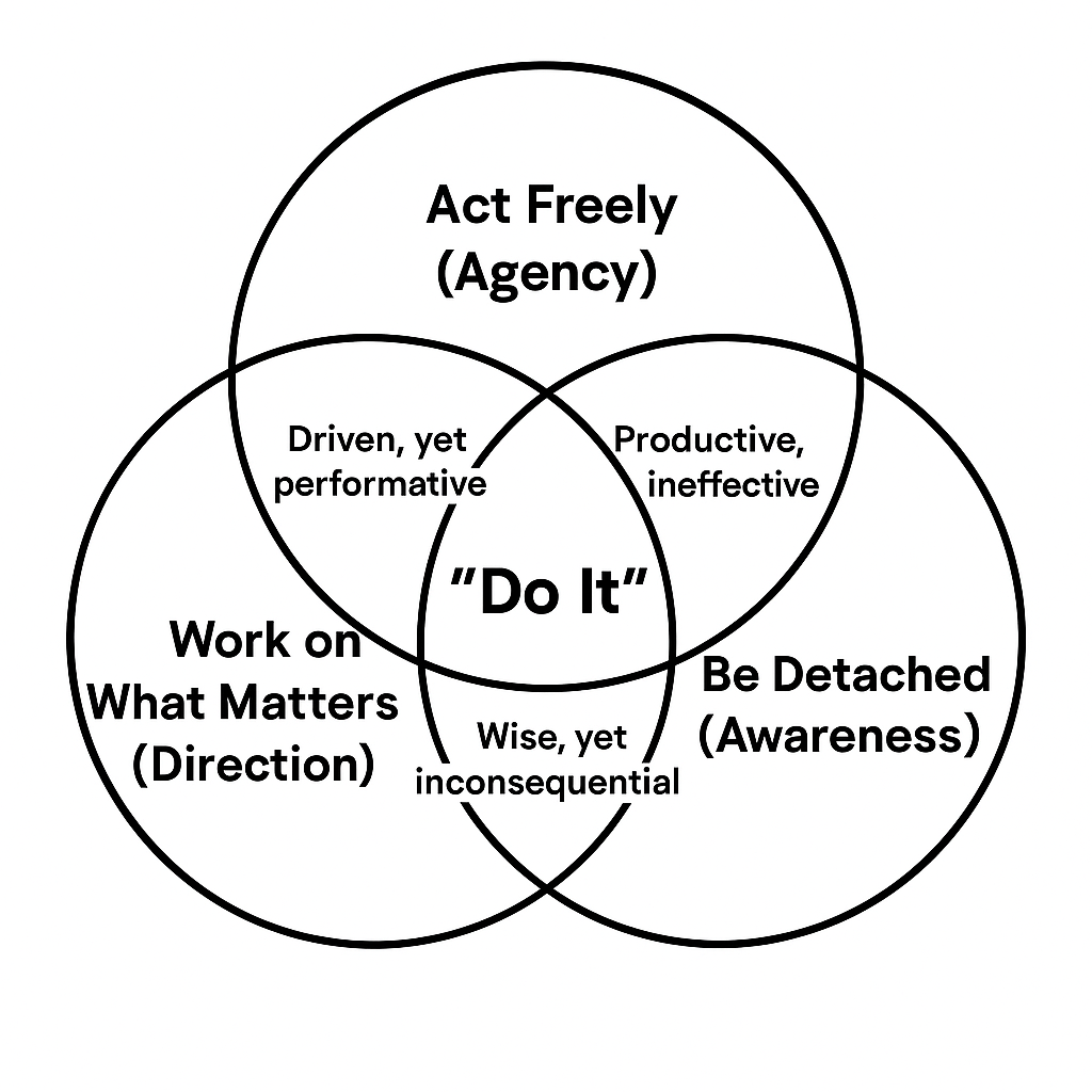 Venn diagram showing the three meanings of Do It and their intersections